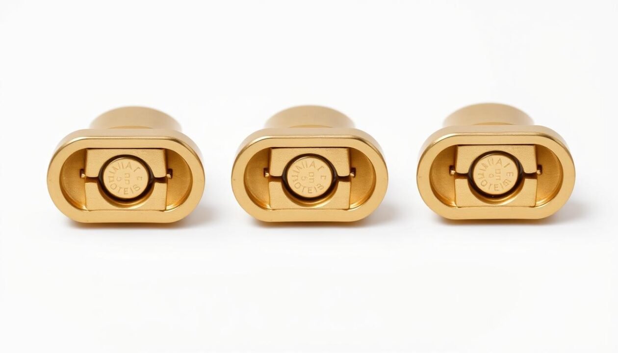 A close-up photograph of three positive battery terminals, arranged in a neat row against a plain white background. The terminals are made of shiny brass, with their rounded tops reflecting the soft, even lighting. The edges are sharply defined, conveying a sense of precision and attention to detail. The overall composition is centered and symmetrical, with the terminals occupying the majority of the frame. The image has a clean, minimalist aesthetic, emphasizing the technical nature of the subject matter and its importance in the context of the article. A close-up photograph of three positive battery terminals, arranged in a neat row against a plain white background. The terminals are made of shiny brass, with their rounded tops reflecting the soft, even lighting. The edges are sharply defined, conveying a sense of precision and attention to detail. The overall composition is centered and symmetrical, with the terminals occupying the majority of the frame. The image has a clean, minimalist aesthetic, emphasizing the technical nature of the subject matter and its importance in the context of the article.