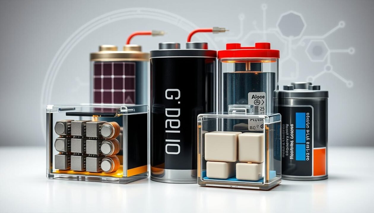 A detailed cutaway diagram showcasing the internal components and workings of various battery types, including solar cells and rechargeable batteries. The foreground features a clear, labeled cross-section of each battery, highlighting the anode, cathode, electrolyte, and other key elements that contribute to their lifespan and performance. The middle ground depicts the batteries in use, powering different electronic devices. The background provides a subtle, technical illustration of the chemical reactions and energy conversion processes within the batteries. The lighting is crisp and clean, with a slight technical, engineering-oriented mood, emphasizing the scientific and technological aspects of battery technology. A detailed cutaway diagram showcasing the internal components and workings of various battery types, including solar cells and rechargeable batteries. The foreground features a clear, labeled cross-section of each battery, highlighting the anode, cathode, electrolyte, and other key elements that contribute to their lifespan and performance. The middle ground depicts the batteries in use, powering different electronic devices. The background provides a subtle, technical illustration of the chemical reactions and energy conversion processes within the batteries. The lighting is crisp and clean, with a slight technical, engineering-oriented mood, emphasizing the scientific and technological aspects of battery technology.