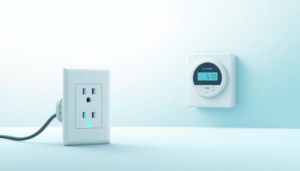 A serene, minimalist illustration of "Offre Zen Électrique" against a soft, zen-inspired background. In the foreground, a clean, modern electric outlet with a soothing blue glow emanates from its ports. The midground showcases a simple, elegant electric meter with a calm, aqua-tinted display. The background is a tranquil gradient, ranging from a pale, misty blue at the top to a deeper, tranquil teal at the bottom, evoking a sense of balance and harmony. The overall composition radiates a peaceful, calming atmosphere, perfectly capturing the essence of the "Offre Zen Électrique" concept.