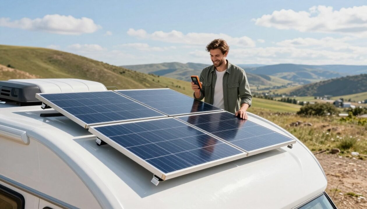 installation panneau solaire caravane