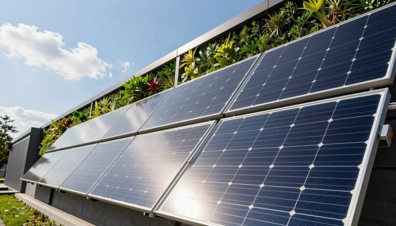 panneau solaire sur mur vertical