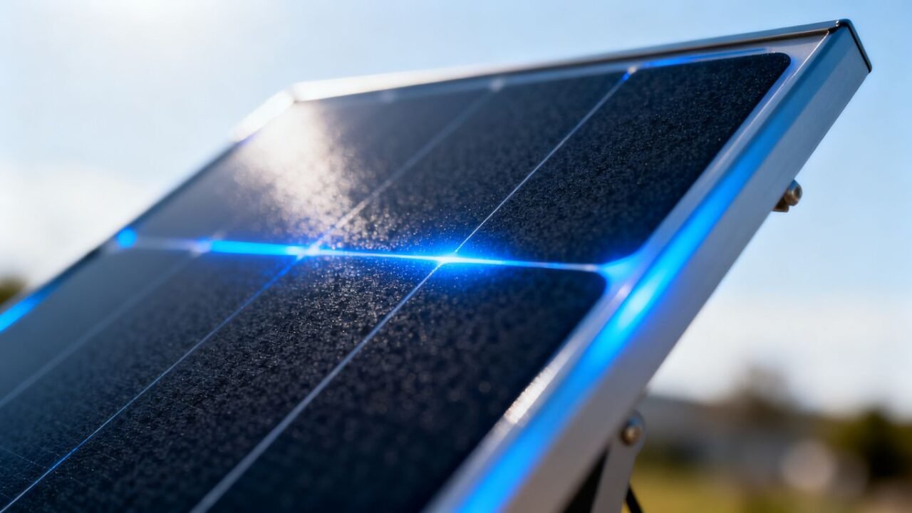 Painel solar Beem com luz azul